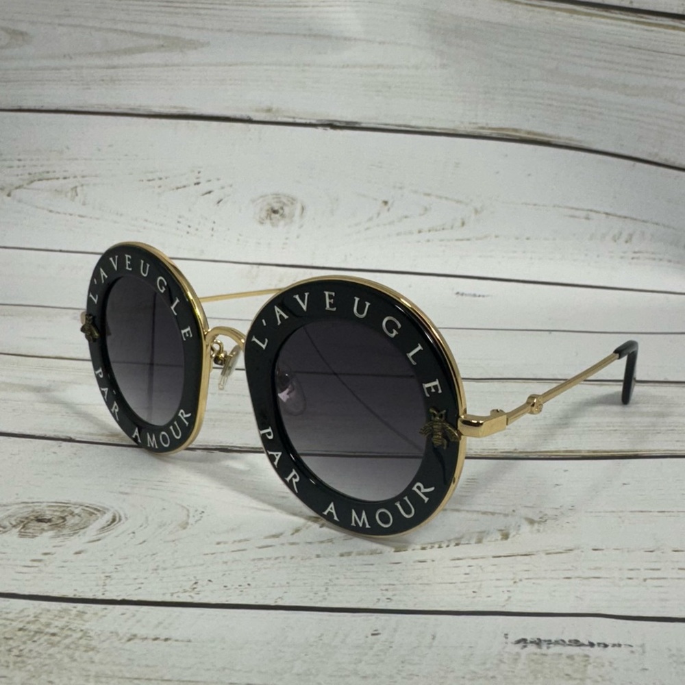 Gucci Women Sunglasses GG0113S Oversized Round Black/